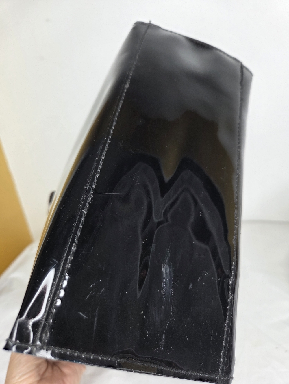 Ted Baker London Patent PVC Tote Bag Gold Bow In Glossy Black Finish - Picture 12 of 16